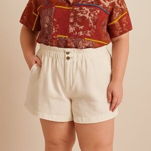 Madewell White Linen Blend‎ Pull On Paperbag Shorts